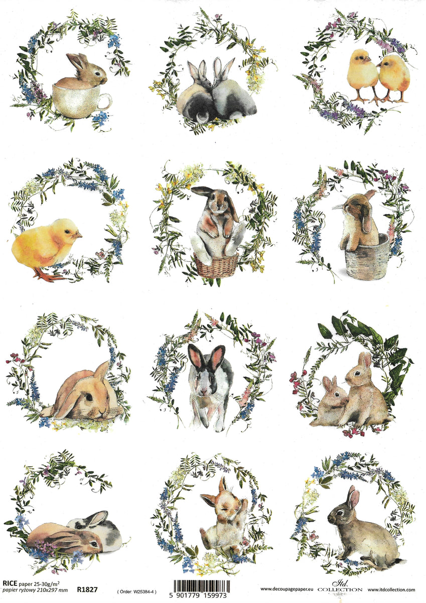 Bunny Wreath Rice Paper – Designaholic Studio Art Supplies