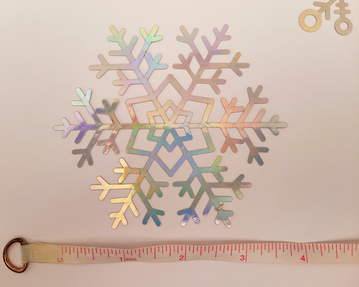 Large Irridescent Foil Snowflakes Embellishments, Laser Cut