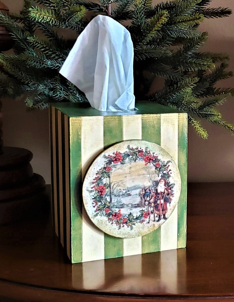 Victorian Santa Tissue Box