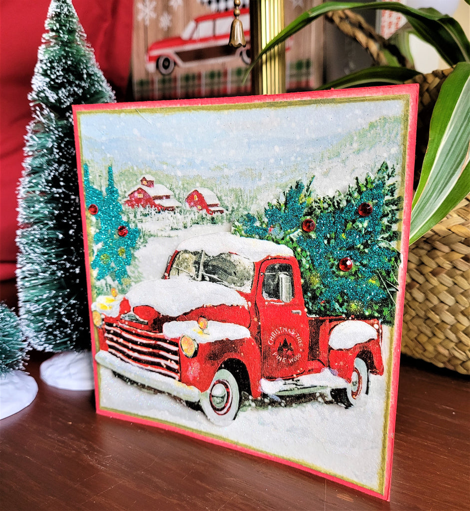 Vintage Red Truck Christmas Card Tutorial