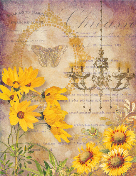 Elegant Sunflowers Decoupage Paper by Decoupage Queen