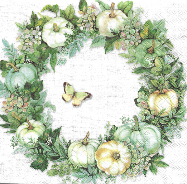 Floral Green Wreath Napkin Set - Lunch