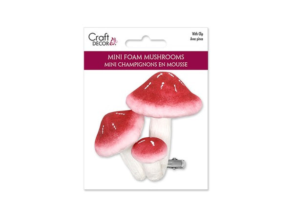 Foam Mushroom with Clip, Red, Assorted Sizes