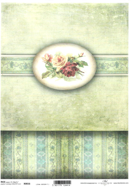 Green Floral Wallpaper Rice Paper