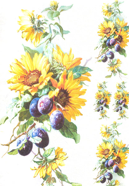 Sunflowers & Plums Rice Paper