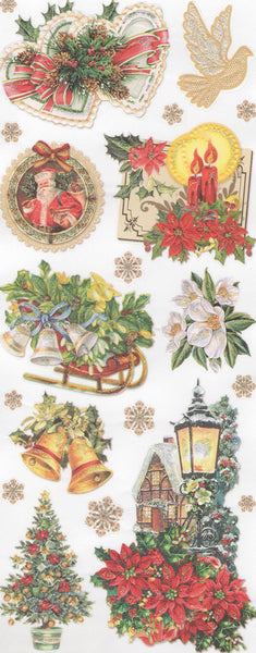 Glitter Embossed Holiday Stickers - Olde World Santa 1