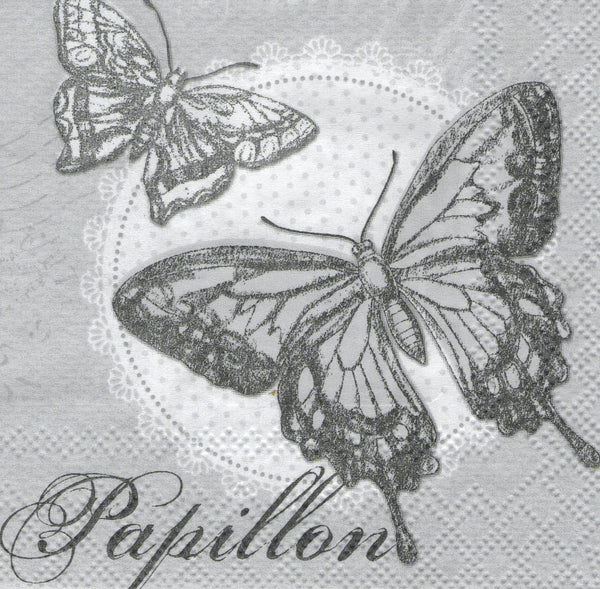 Grey Butterflies Napkin Set
