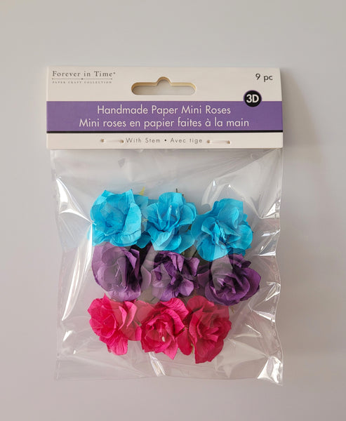 Handmade Paper Mini Open Roses - Pretty Colours
