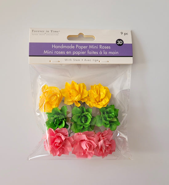 Handmade Paper Mini Open Roses - Bold Colours
