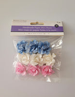 Handmade Paper Mini Open Roses - Pastel Colours