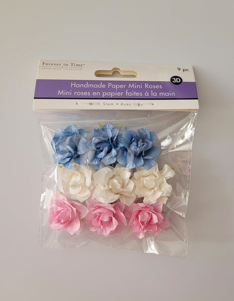 Handmade Paper Mini Open Roses - Pastel Colours
