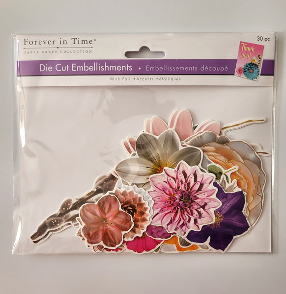 Floral Die Cut Embellshments with Foil Accents