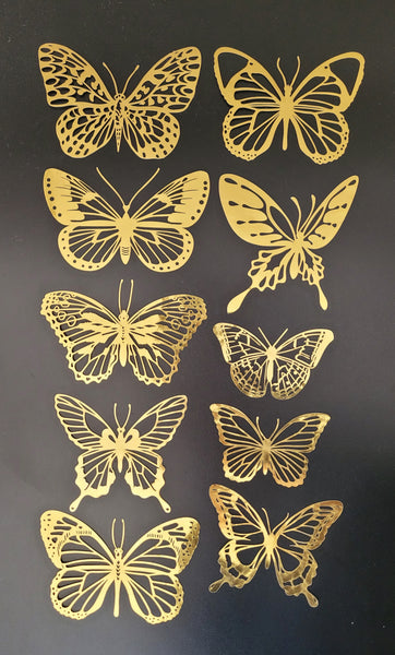 Large Gold Foil Butterfly Embellishments, Laser Cut