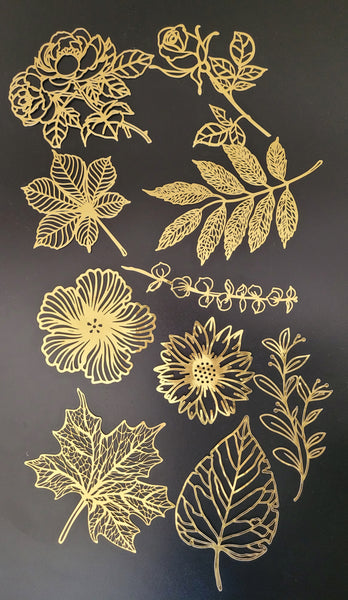 Large Gold Foil Foliage Embellishments, Laser Cut