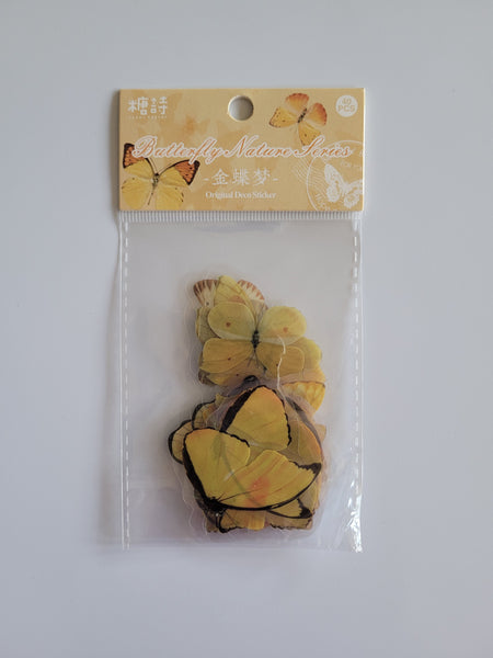 Butterflies Stickers, Yellow, clear back