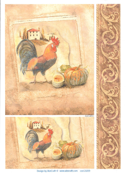 Autumn Rooster Rice Paper