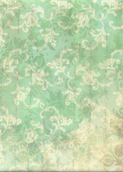 Pale Green Scroll Rice Paper by Decoupage Queen