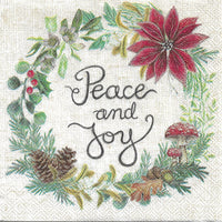 Peace and Joy Wreath Napkin Set - Cocktail