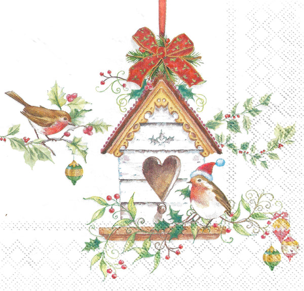 Christmas Bird House Napkin Set - Lunch