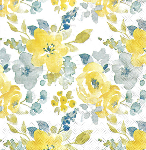 Blue Yellow Floral Napkin Set