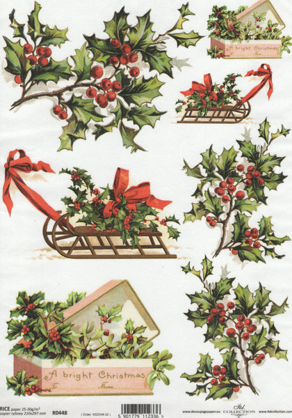 Vintage Holly Rice Paper