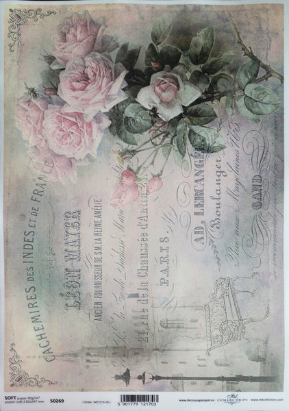 French Roses Soft Decoupage Paper