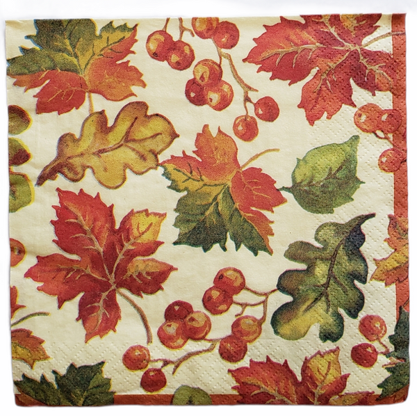 Fall Berries and Leaves Napkin Set - Lunch