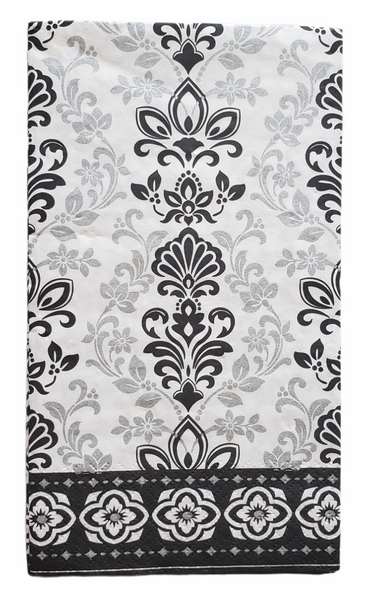Black, White and Grey Scrolls Napkin Set - Long (Guest)