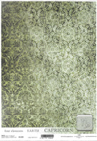 Old Green Damask Rice Paper